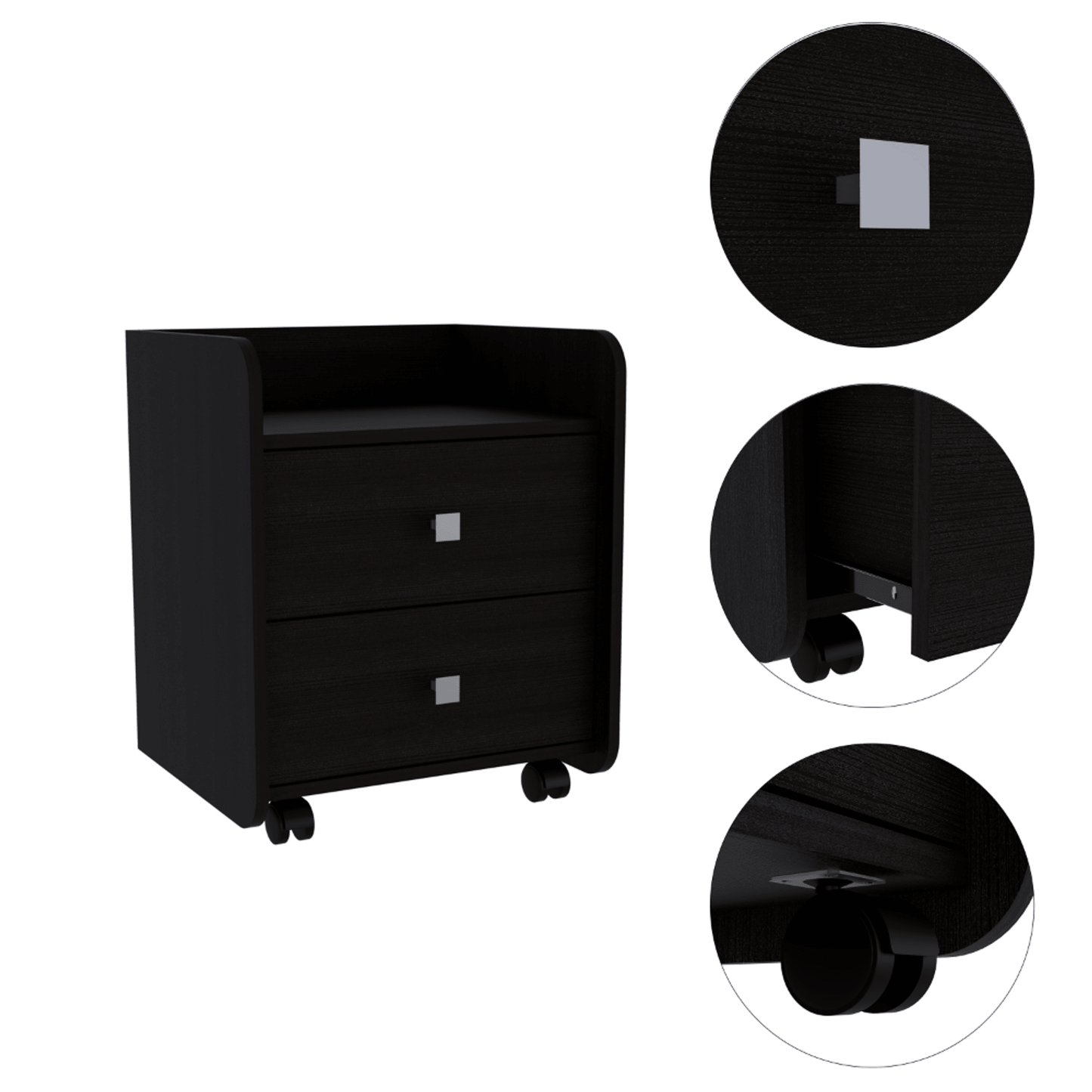 Marsella Modern Nightstand With Casters And Drawers
