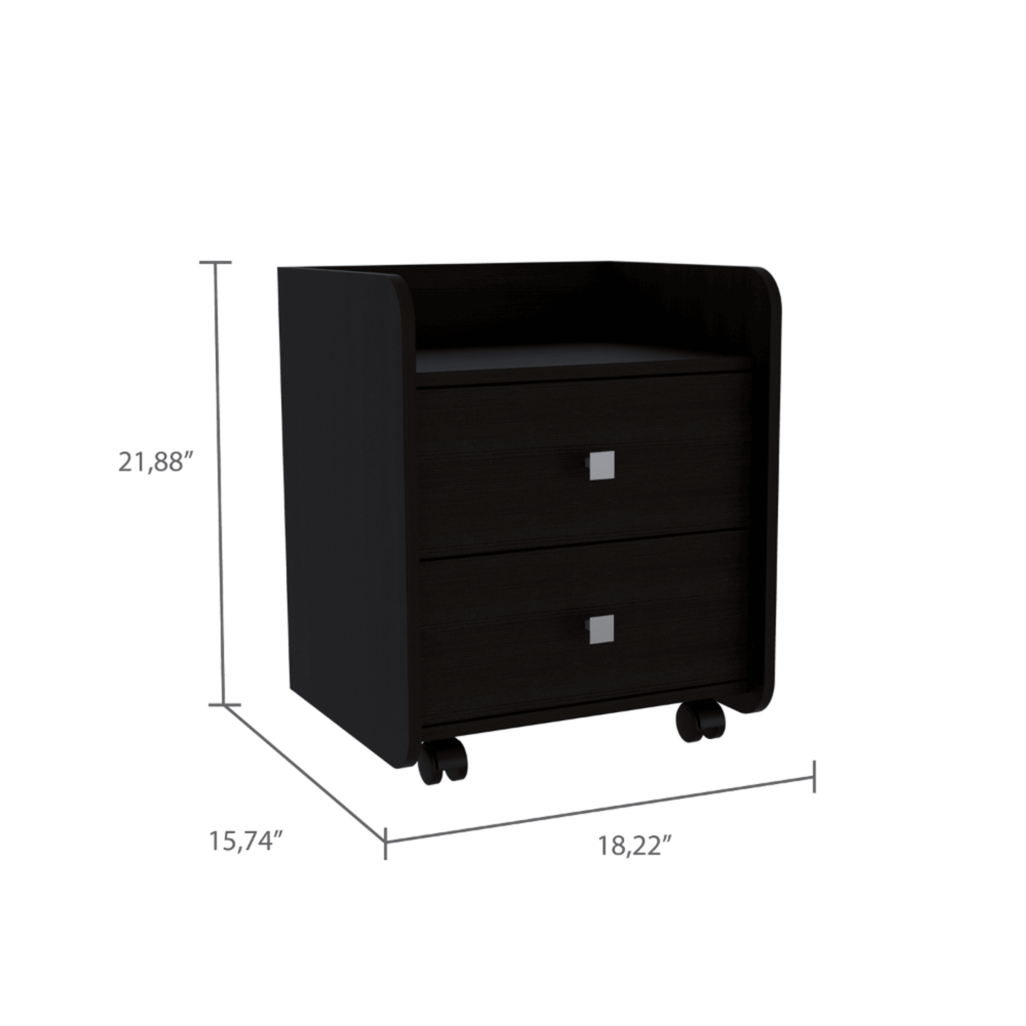 Marsella Modern Nightstand With Casters And Drawers