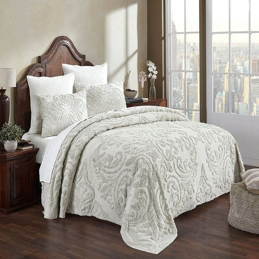 Queen Size 100-Percent Cotton Chenille 3-Piece Coverlet Bedspread Set